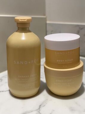 Sand + Fog Banana Cream Body Wash, Scrub & Body Butter 3 Pc Spa Set